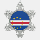 カーボベルデ共和国の旗 スノーフレークピューターオーナメント (正面)