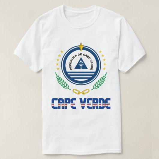 カーボベルデ国旗と紋章愛国的な紋章 Tシャツ (デザイン正面)
