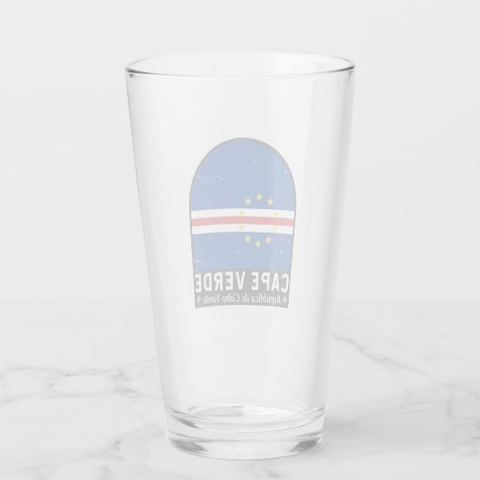 カーボベルデ国旗のエンブレム動揺してヴィンテージ タンブラーグラス (裏面)