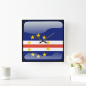 カーボベルデ国旗 スクエア壁時計 (ホーム)