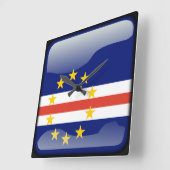 カーボベルデ国旗 スクエア壁時計 (傾斜)