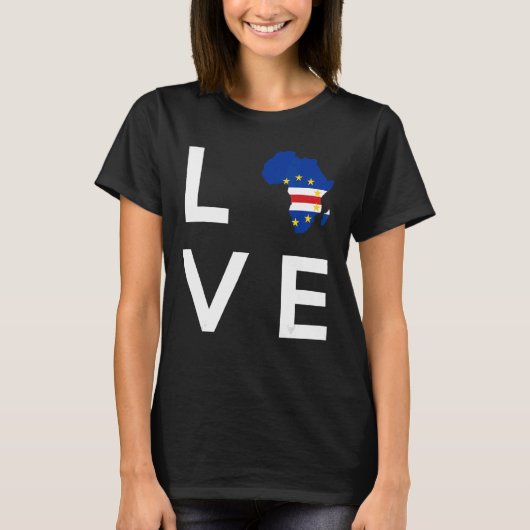カーボベルデ国旗Cabo Verのためのアフリカ大陸の愛 Tシャツ (正面)