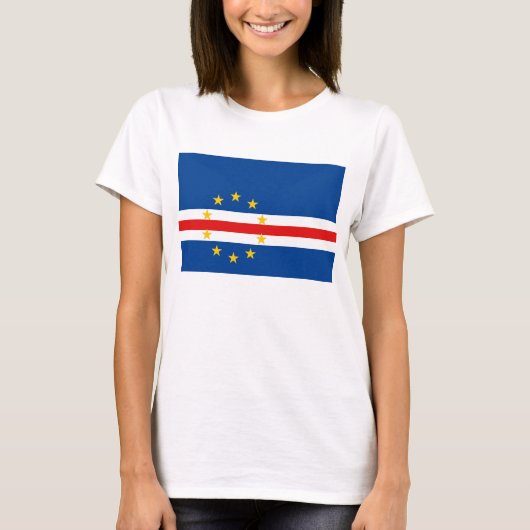 カーボベルデ国旗x地図Tシャツ Tシャツ (正面)