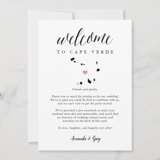 カーボベルデ結婚のウェルカムレター&旅程 (正面)
