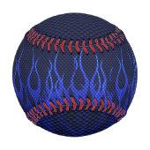 カーボンカッコいいファイバープリントに燃える青いレースの炎 野球ボール (正面)