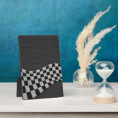 カーボンスタイルレーシングフラッグウェーブデコール フォトプラーク (側面)