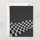 カーボンスタイルレーシングフラッグウェーブデコール ポストカード (正面/裏面)