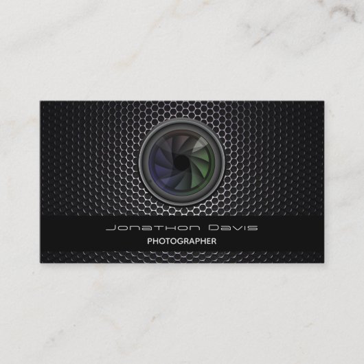 カーボンデザイン撮影カメラ絞りレンズ 名刺 (正面)