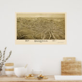 カーボンデール， PAパノラママップ – 1890 ポスター (キッチン)