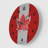 カーボンファイバーにカナダの赤いカエデの葉は ラージ壁時計 (傾斜)