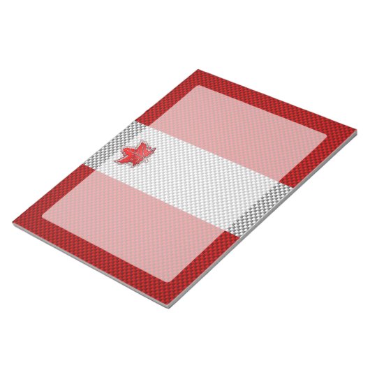 カーボンファイバーにカナダの赤いカエデの葉 ノートパッド (アングル)