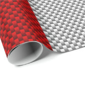 カーボンファイバーにカナダの赤いカエデの葉 ラッピングペーパー (ロールコーナー)