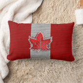 カーボンファイバーにカナダの赤いカエデの葉 ランバークッション (ブランケット)