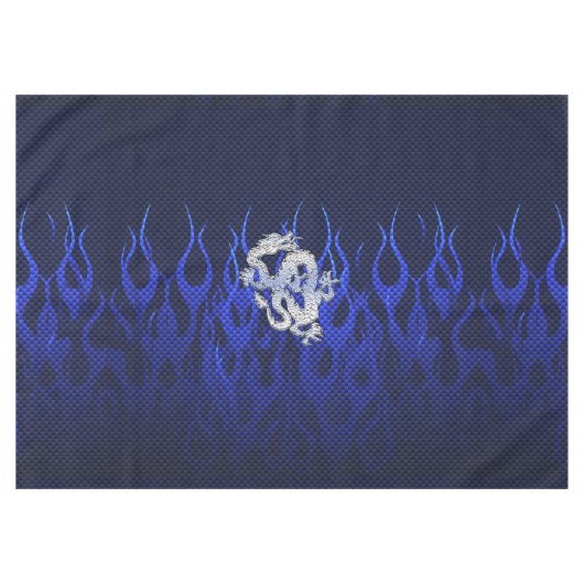 カーボンファイバーのようなブルードラゴンクローム テーブルクロス (正面(横))