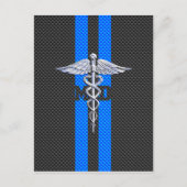 カーボンファイバーデコールのメディカルドクターMDカドゥセウス ポストカード (正面)