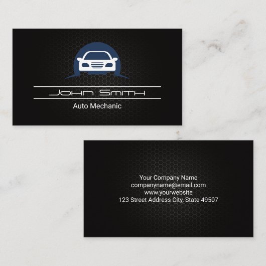 カーボンファイバーパターンの自動ロゴ | 自動ロゴ 名刺 (正面/裏面)