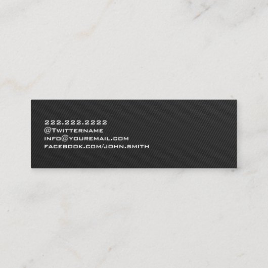 カーボンファイバーブラックミニ名刺 スキニー名刺 (裏面)