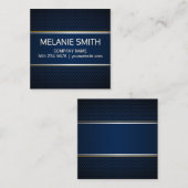 カーボンファイバーブルー背景イエローホワイトライン スクエア名刺 (正面/裏面)