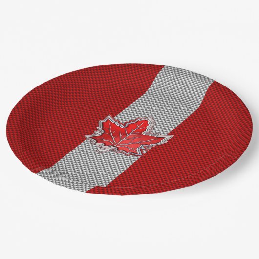 カーボンファイバー上のカナダクロムメープルリーフスタイル ペーパープレート (アングル)