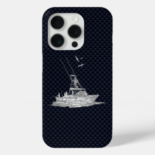 カーボンファイバー上のクロムスポーツ魚釣り iPhone 15 PROケース