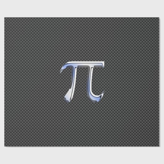 カーボンファイバー上のシルバークロームのようなPi記号 ラッピングペーパー (フラット)