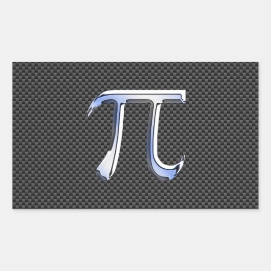 カーボンファイバー上のシルバークロームのようなPi記号 長方形シール (正面)