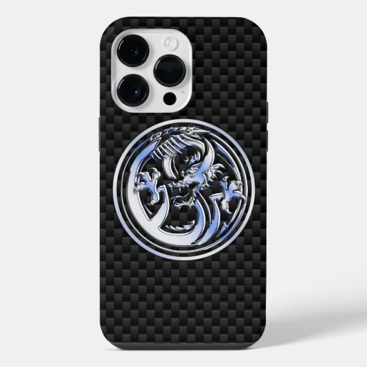 カーボンファイバー上のChrome Dragon Crest iPhoneケース (裏面)