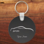 カーボンファイバー付き日産350Zブラッシュストロークフェイクロゴ キーホルダー (正面)