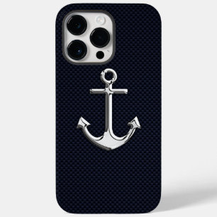 カーボンファイバー印刷の海軍用クロームアンカー Case-Mate iPhone 14 PRO MAXケース
