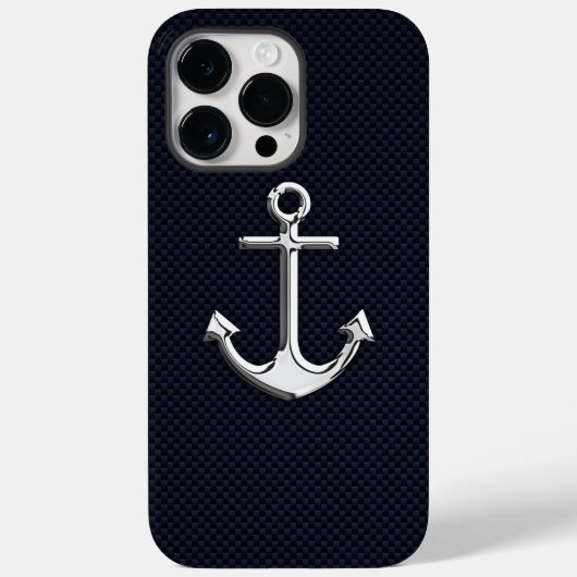 カーボンファイバー印刷の海軍用クロームアンカー Case-Mate iPhoneケース (裏面)