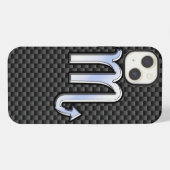 カーボンファイバー柄の蠍座のマークのアストロロジーアイテム iPhoneケース (裏面横)