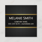 カーボンファイバー背景の黄色い線 スクエア名刺 (正面)