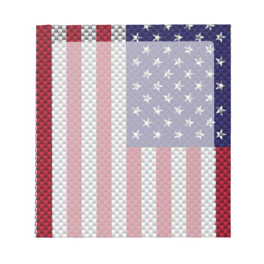 カーボンファイバー風プリントの米国国旗 ノートパッド (正面)