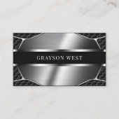 カーボンファイバー ブラッシュドメタル モダン 名刺 (正面)