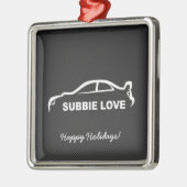 カーボン繊維が付いているImpreza STIのシルエット メタルオーナメント (左)