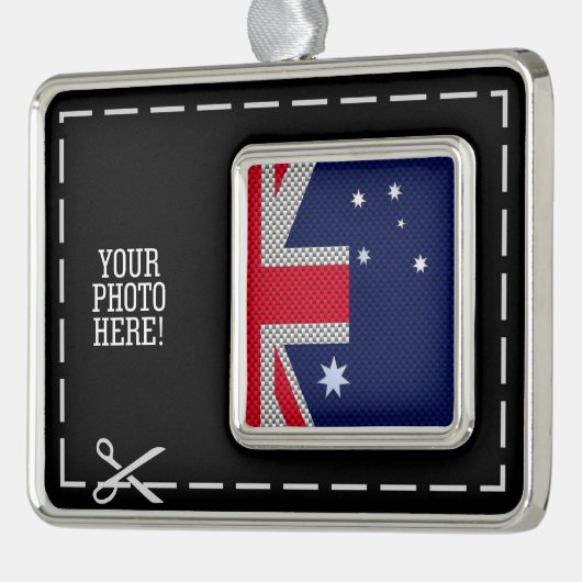 カーボン繊維のクロムスタイルのオーストラリアの旗 シルバープレートフレームオーナメント (左)