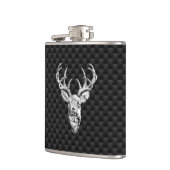 カーボン繊維のスタイルのプリントのシカの頭部 フラスク (左)