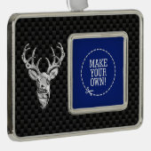 カーボン繊維のスタイルのプリントの銀製のシカのカメオ シルバープレートフレームオーナメント (右)