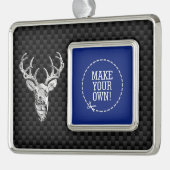カーボン繊維のスタイルのプリントの銀製のシカのカメオ シルバープレートフレームオーナメント (左)