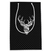 カーボン繊維のスタイルのプリントの銀製の白い尾シカ ミディアムペーパーバッグ (正面)