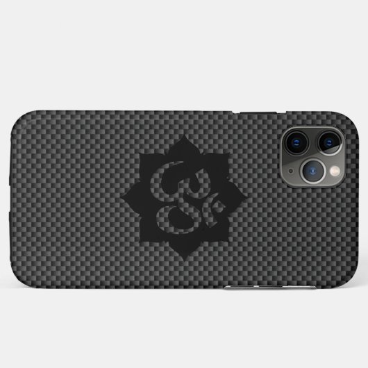 カーボン繊維のスタイルのOMのはす精神性のヨガ Case-Mate iPhoneケース (裏面(横))