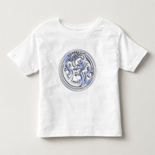 カーボン繊維のプリントのクロムスタイルのドラゴンのバッジ トドラーTシャツ (正面)