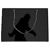 カーボン繊維のプリントのサスカッチのシルエット ラージペーパーバッグ (正面)