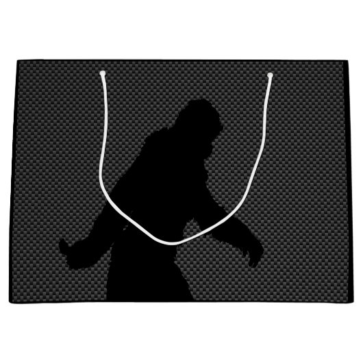 カーボン繊維のプリントのサスカッチのシルエット ラージペーパーバッグ (正面)