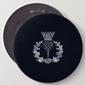 カーボン繊維のプリントのスコットランド人のアザミののようなクロム 缶バッジ (正面&裏面)