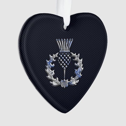 カーボン繊維のプリントのスコットランド人のアザミのようなクロム オーナメント (正面)