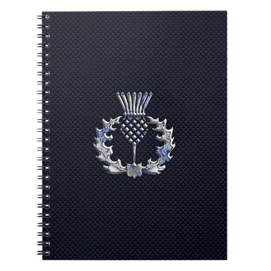 カーボン繊維のプリントのスコットランド人のアザミのクロム ノートブック (正面)