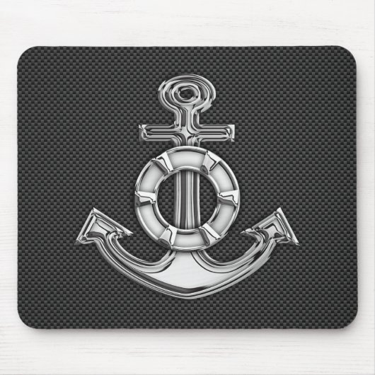 カーボン繊維のライフセーバーのいかりのようなクロム マウスパッド (正面)