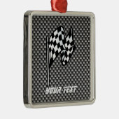カーボン繊維の一見のチェック模様の旗 メタルオーナメント (右)
