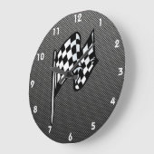 カーボン繊維の一見のチェック模様の旗 ラージ壁時計 (傾斜)